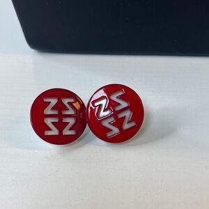 Red and White Logo earrings